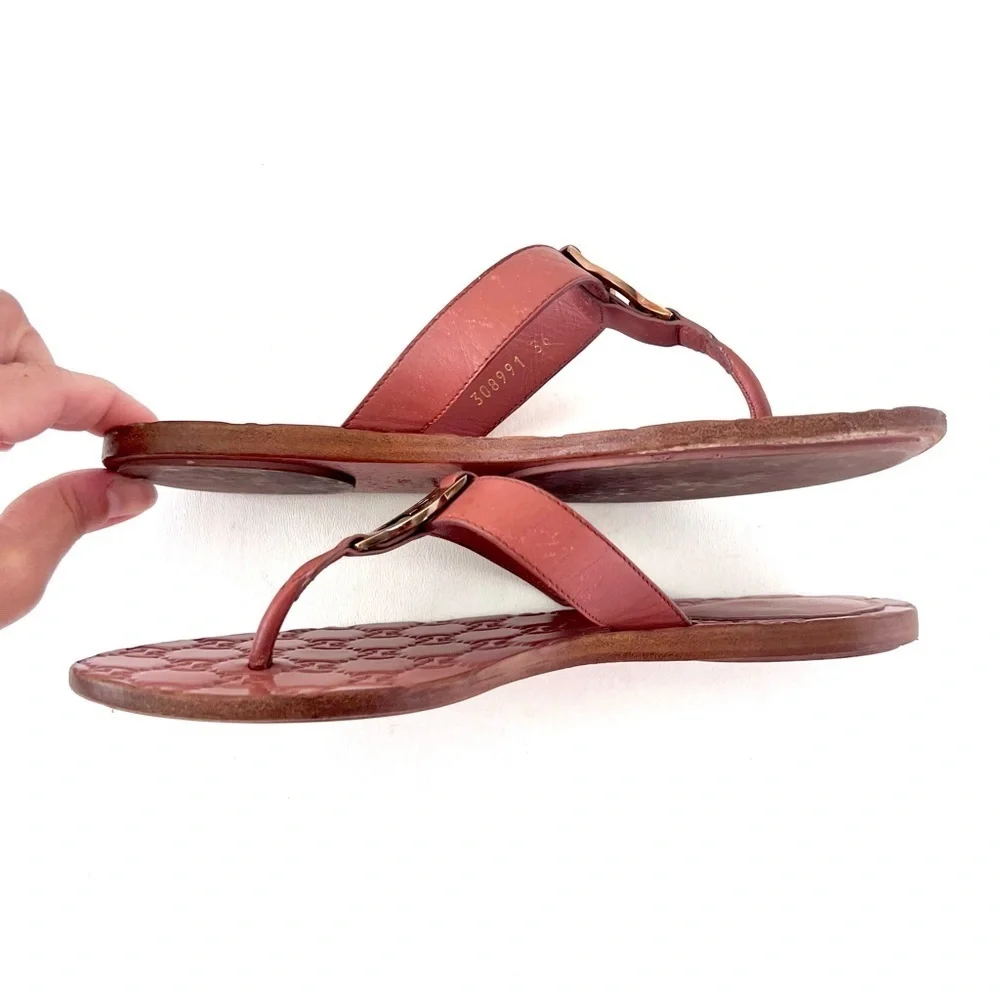GUCCI | Pink Guccissima Leather Interlocking GG Thong Sandals Flats EU 36 - Picture 16 of 16